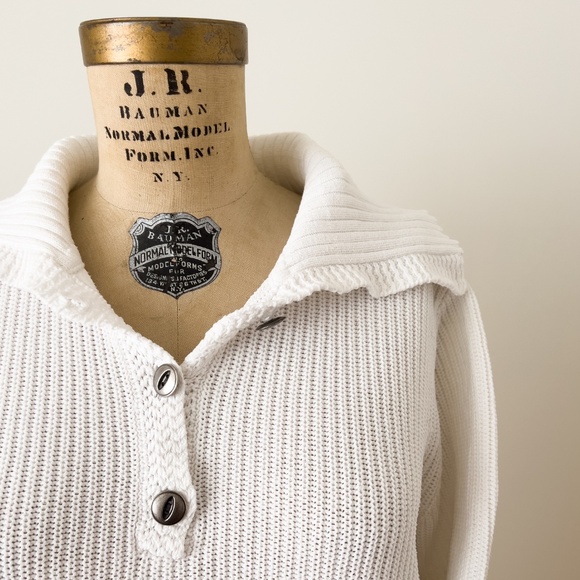 Vintage Preppy Y2K Lauren Jeans Company Ralph Lauren White Cotton Knit Sweater L - Picture 2 of 14